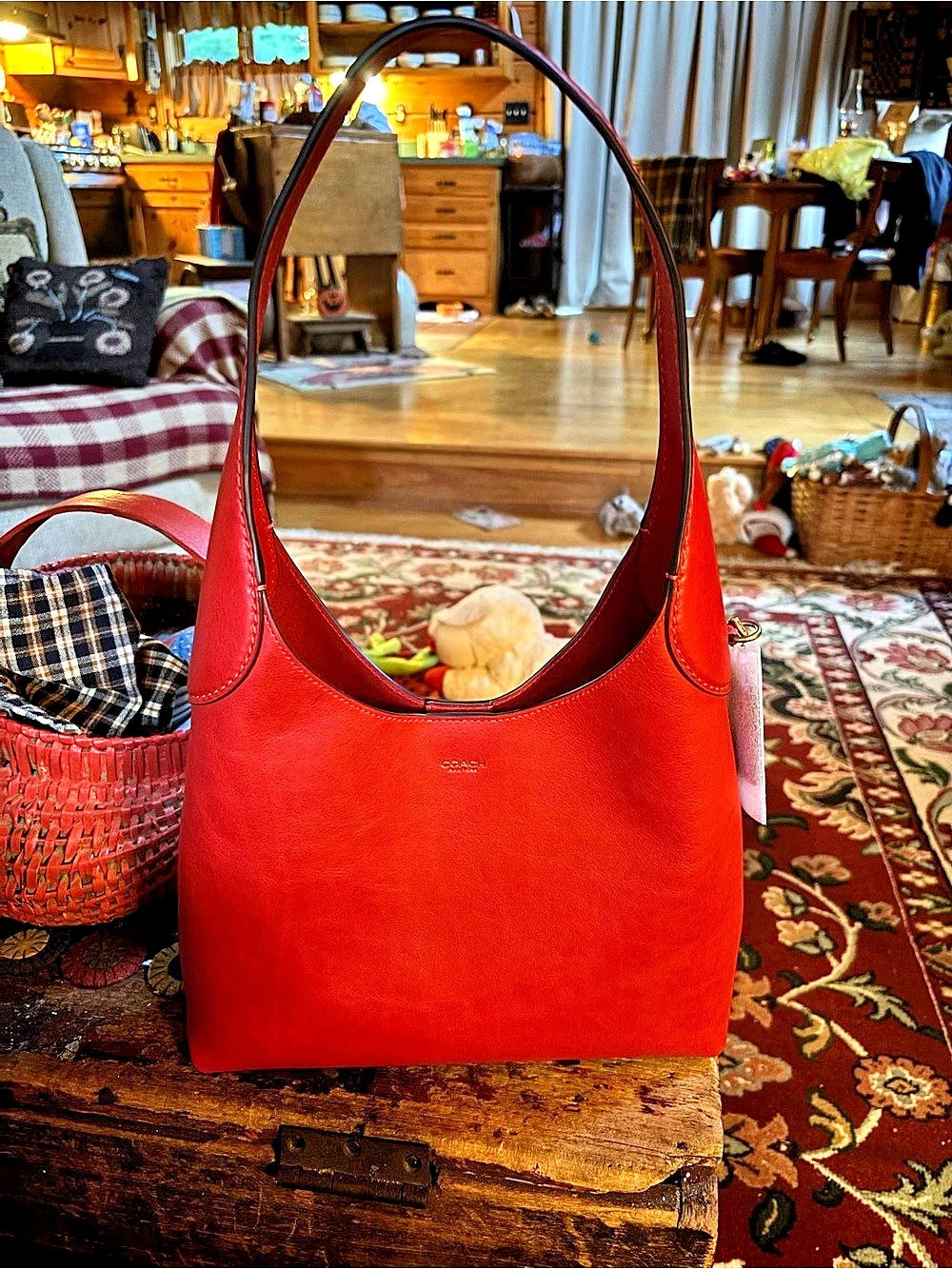 Coach Brooklyn 28 Tote Bag Leather Shoulder Bag in Red NWT smoking home
